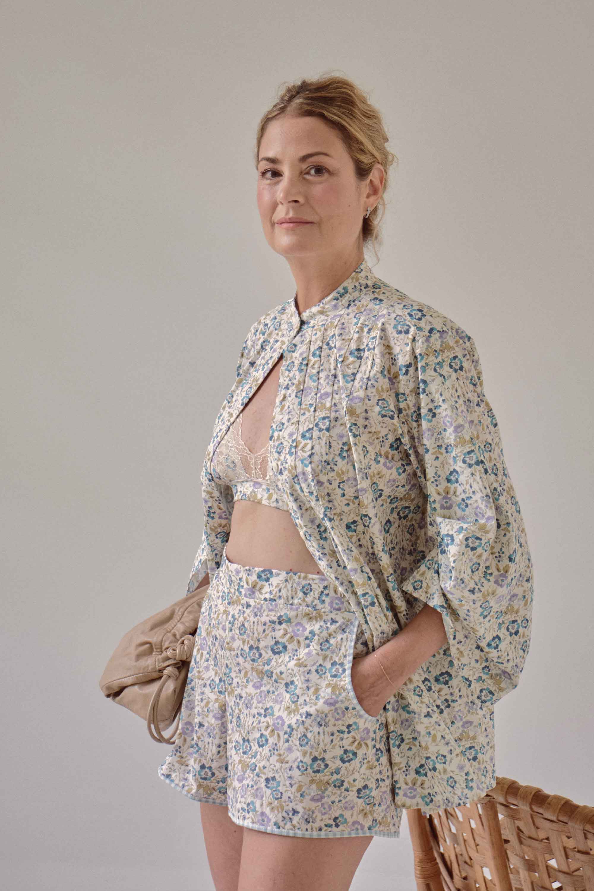ELLIPSE BY GLORIA SALDARRIAGA COTTON MINIPRINT SHORTS PAJAMA SET