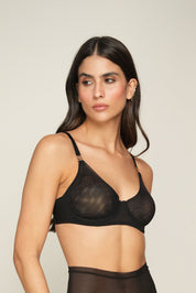 Invisible Wired Tulle Bra Black