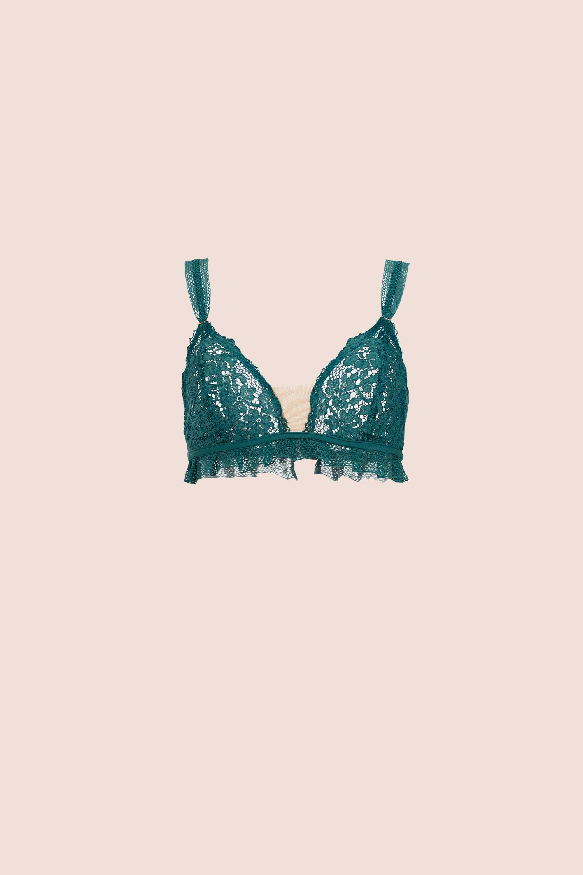 Connecting with Culture Lace Bralette Dark Green