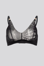 Invisible Wireless Tulle Bra Black