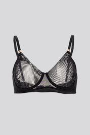 Invisible Wired Tulle Bra Black