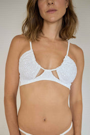Connecting With Your Inner Self Sequin-Embellished Bralette Ivory