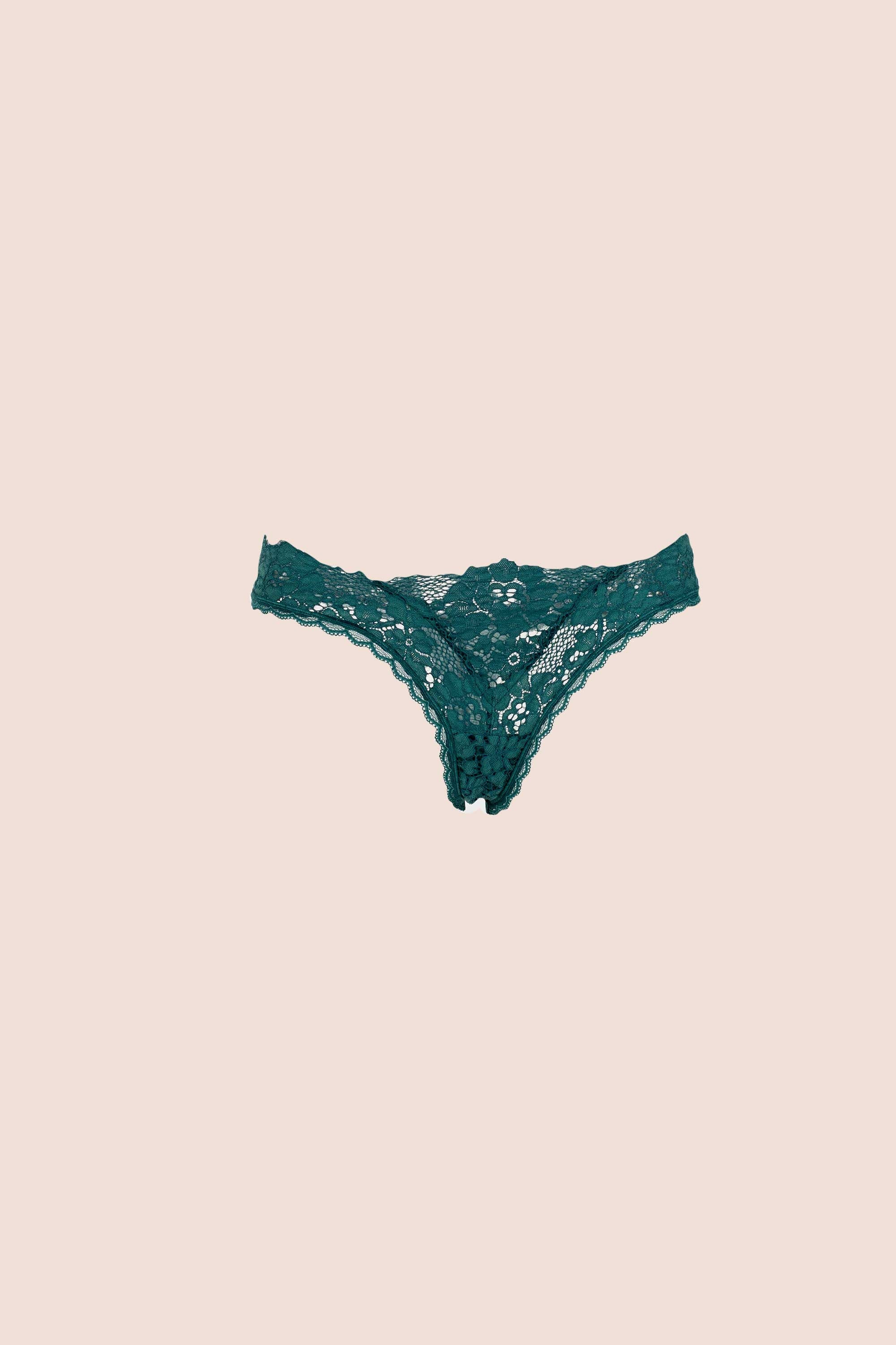 Connecting with Culture Lace Thong Dark Green