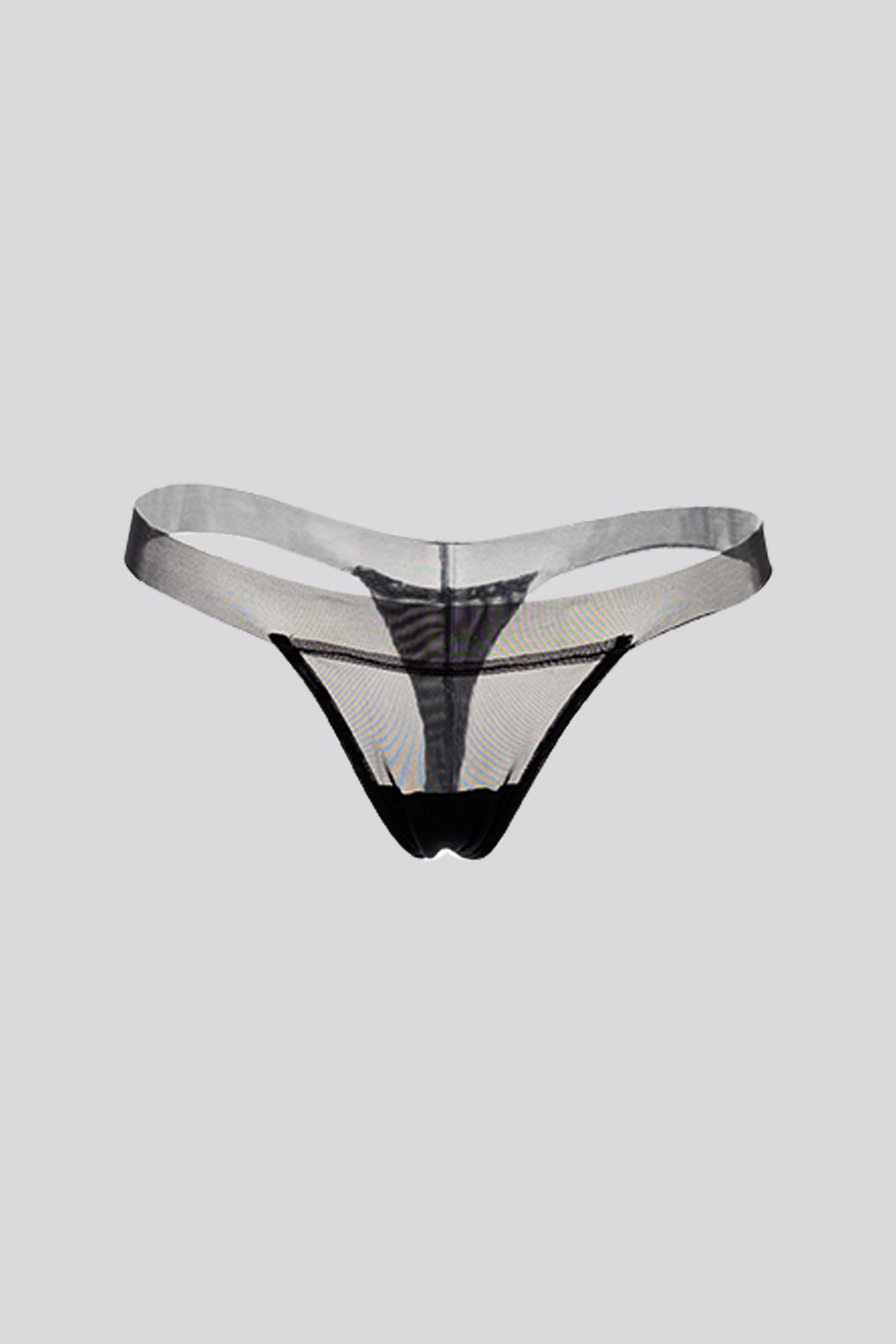 Invisible String Tulle Thong Black
