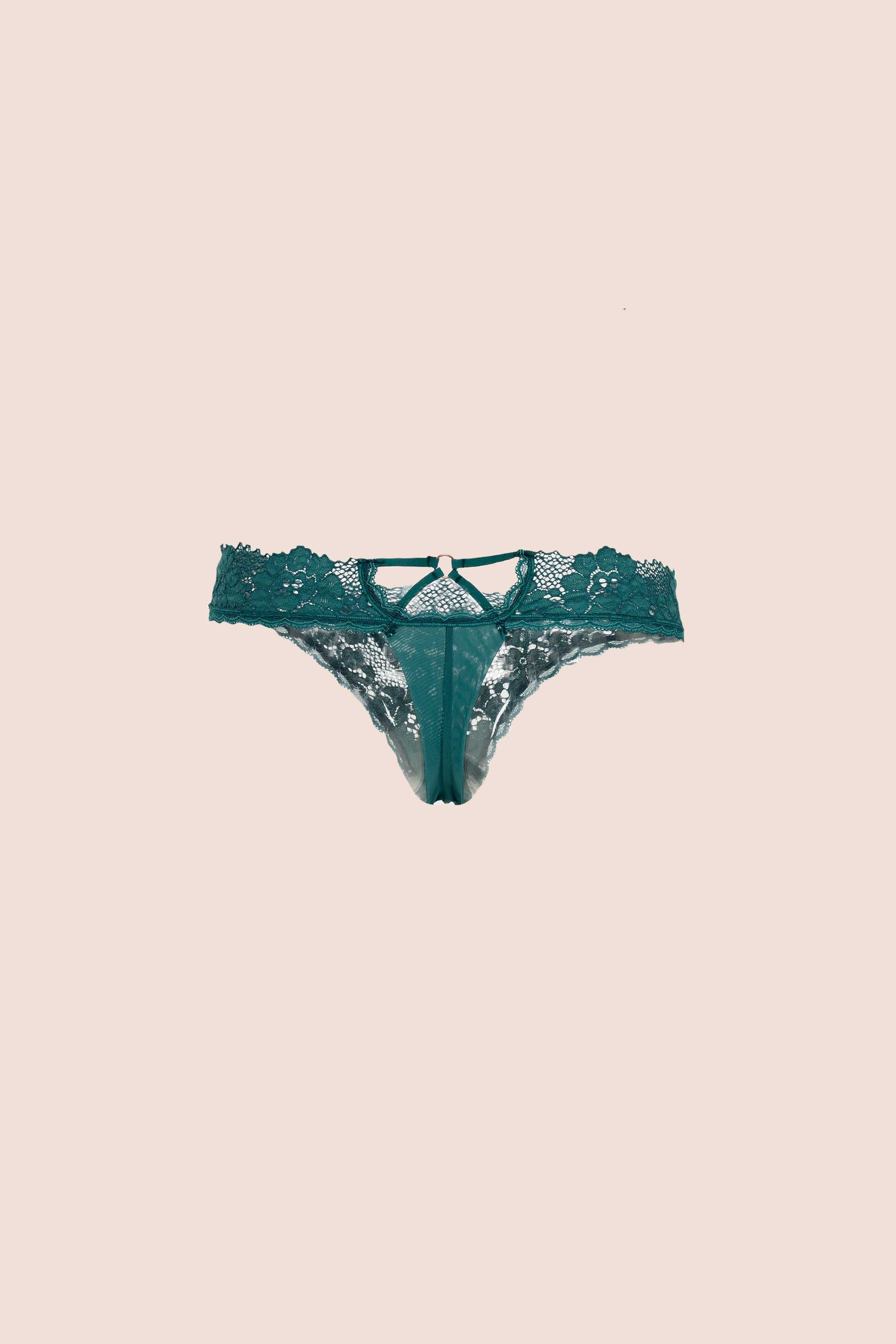 Connecting with Culture Lace Thong Dark Green
