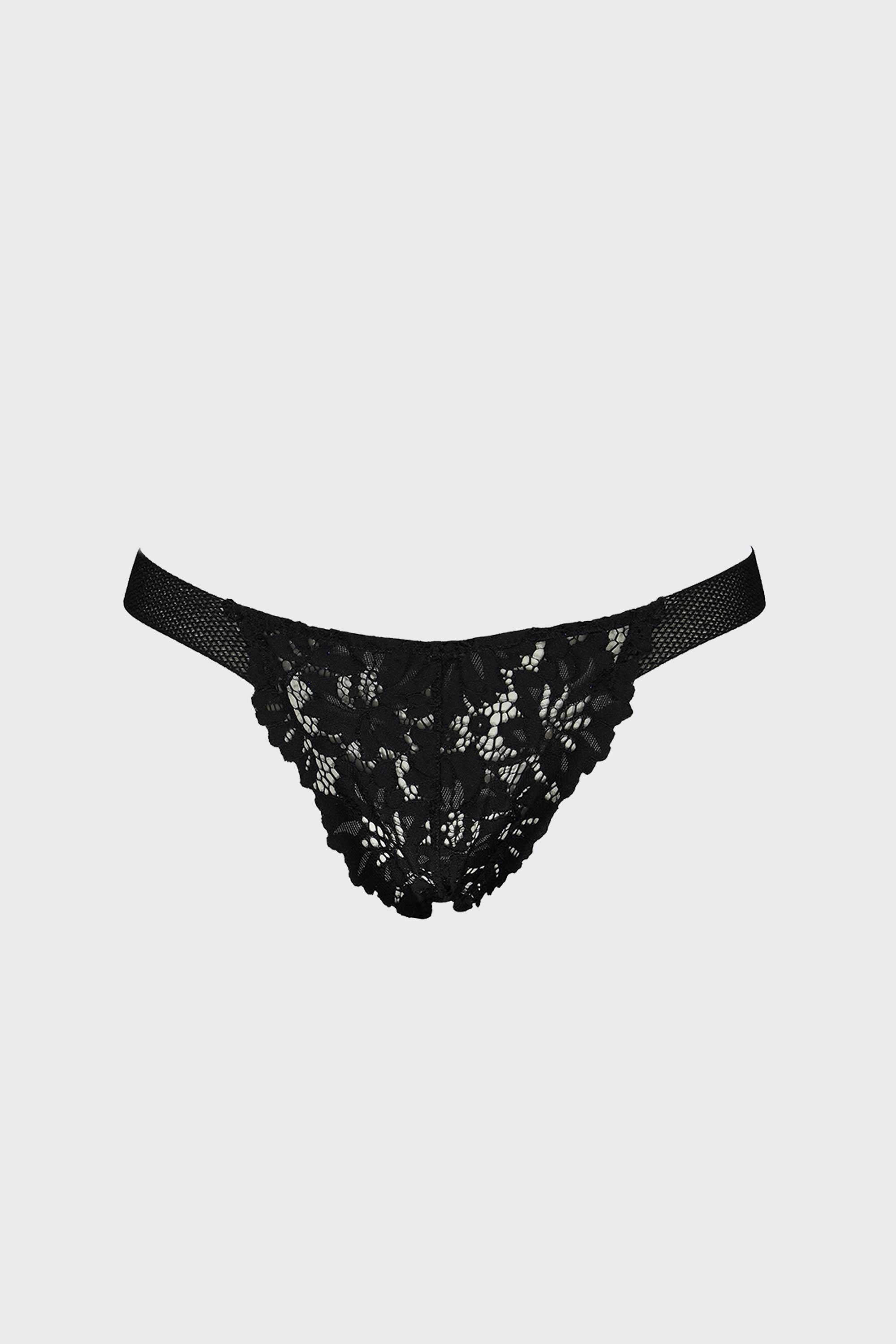 Vintage Lace Thong Black