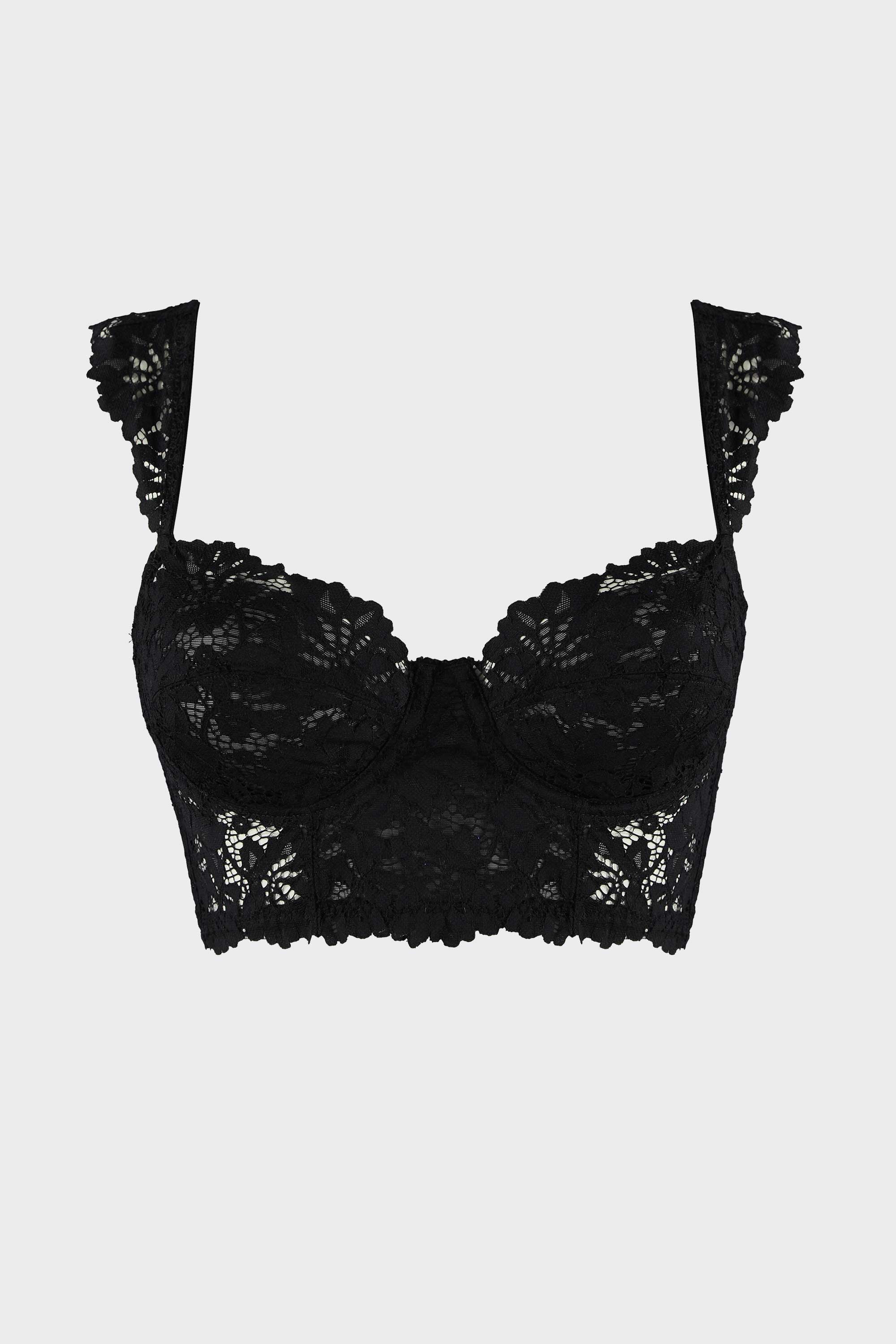 Vintage Wired Bustier Bra Black