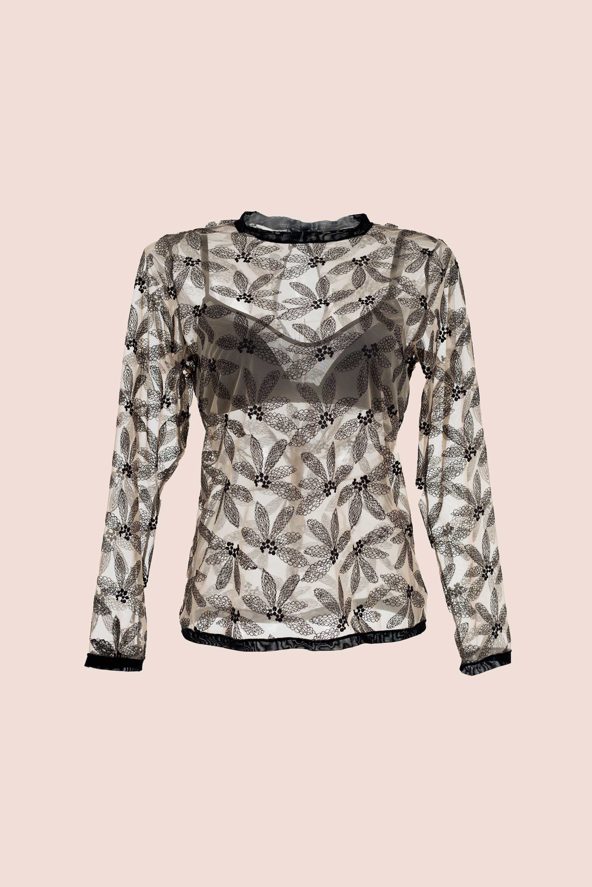 Connecting With Your Inner Self
 Embroided Tulle Long Sleeved Top