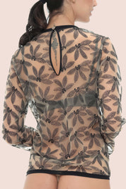 Connecting With Your Inner Self
 Embroided Tulle Long Sleeved Top
