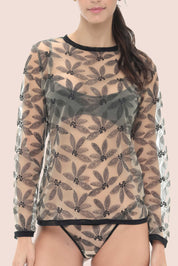 Connecting With Your Inner Self
 Embroided Tulle Long Sleeved Top