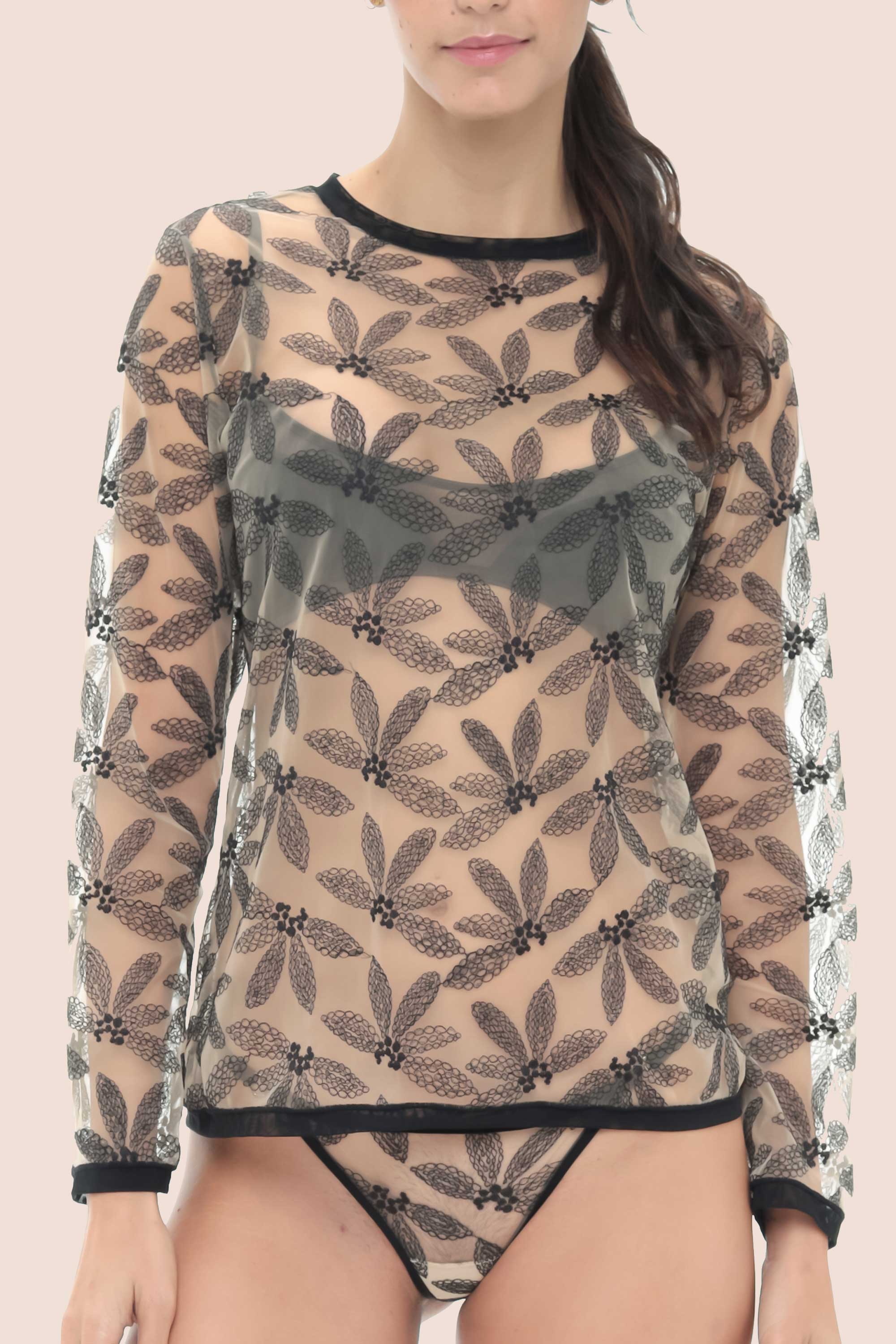 Connecting With Your Inner Self
 Embroided Tulle Long Sleeved Top