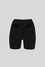 Invisible Low Back Tulle Short Black
