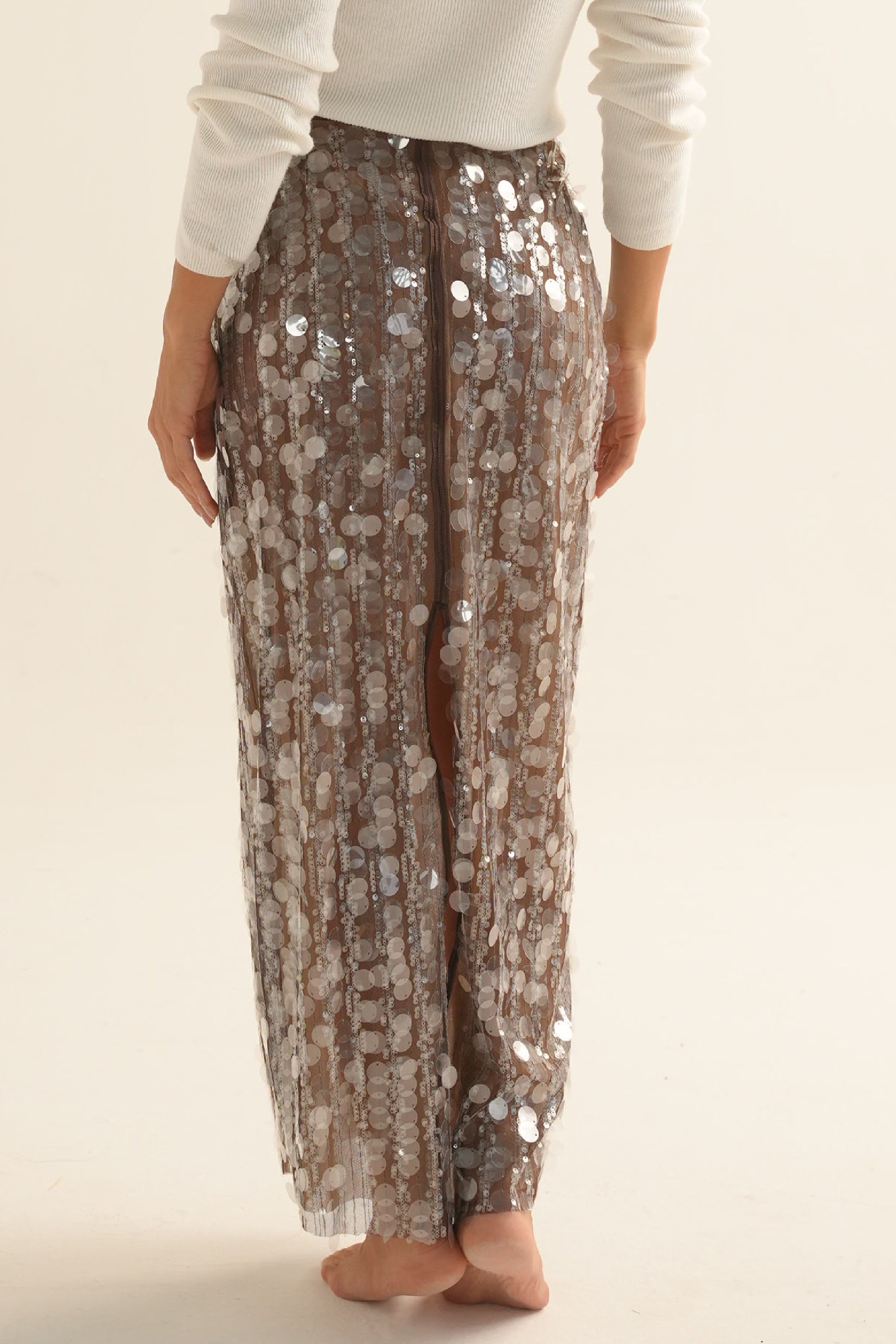 ELLIPSE GLOW SEQUINS MIDI SKIRT
