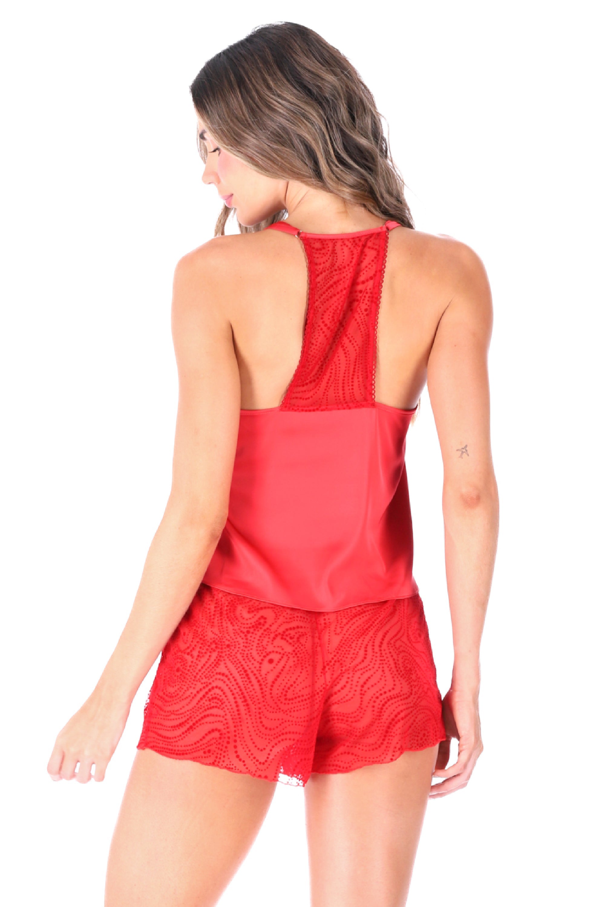 ELLIPSE ECHOES PAJAMA SHORT SET RED