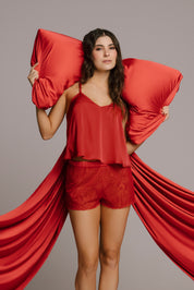 ELLIPSE ECHOES PAJAMA SHORT SET RED