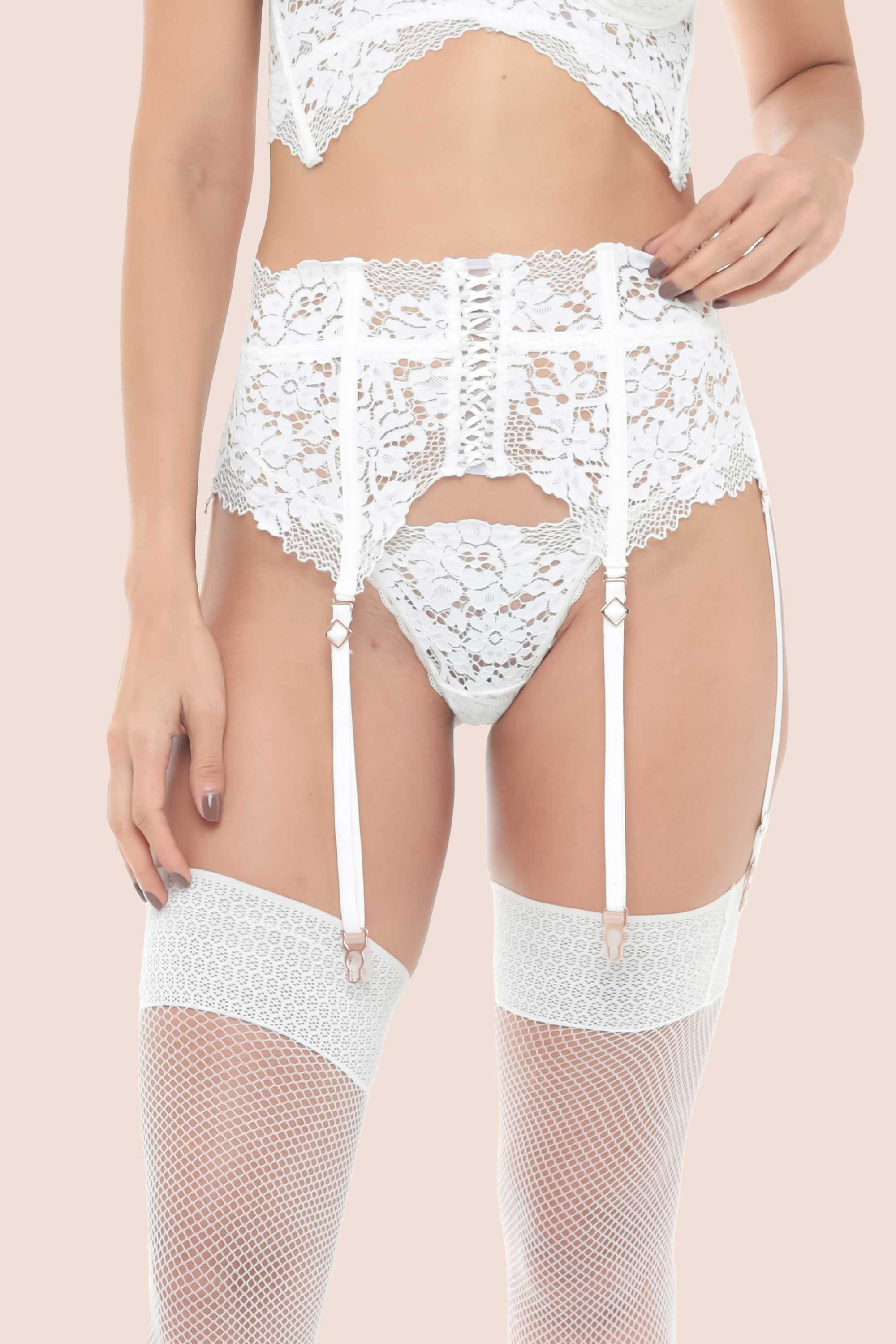 Connecting with Culture Lace Garter Belt Ivory