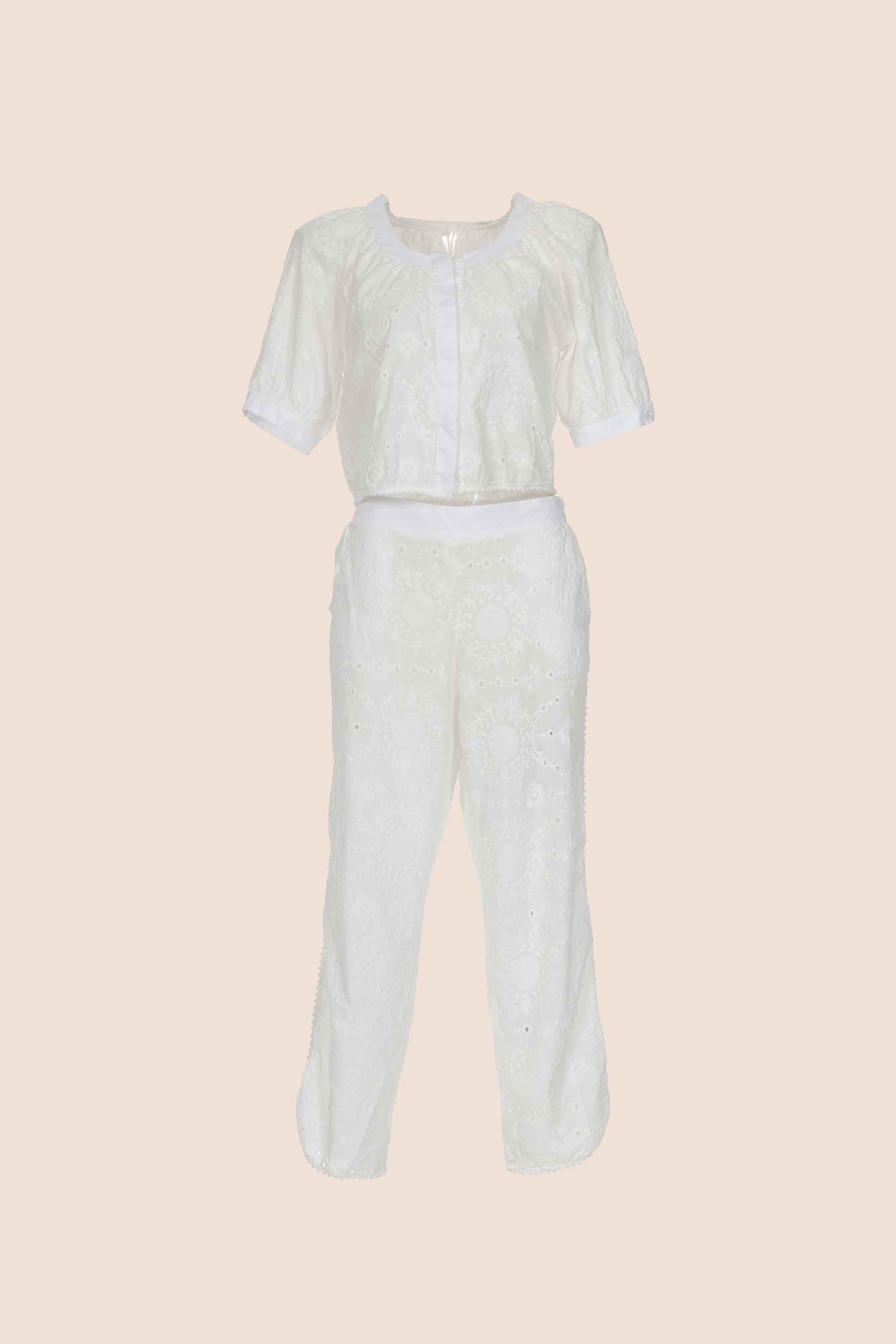 Connecting with Culture Eyelet Pant Pajama Set