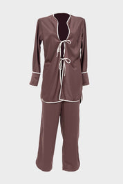 ELLIPSE BY MAKENO SATIN LONG PAJAMA SET