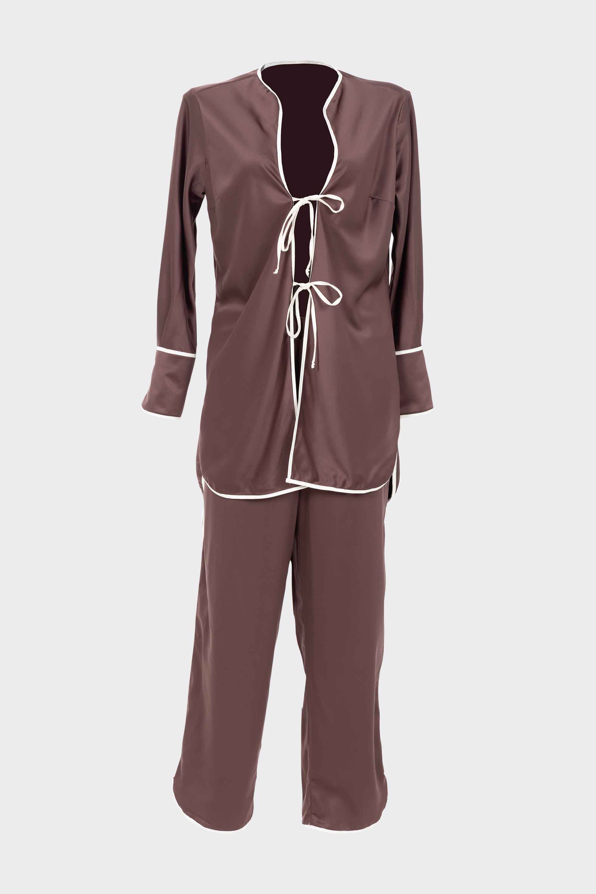 ELLIPSE BY MAKENO SATIN LONG PAJAMA SET