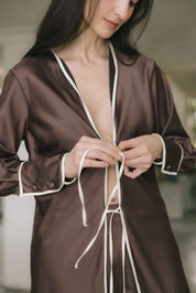 ELLIPSE BY MAKENO SATIN LONG PAJAMA SET