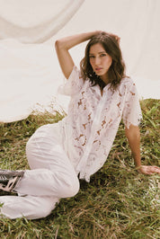 ELLIPSE COTTON LACE LONG PAJAMA SET