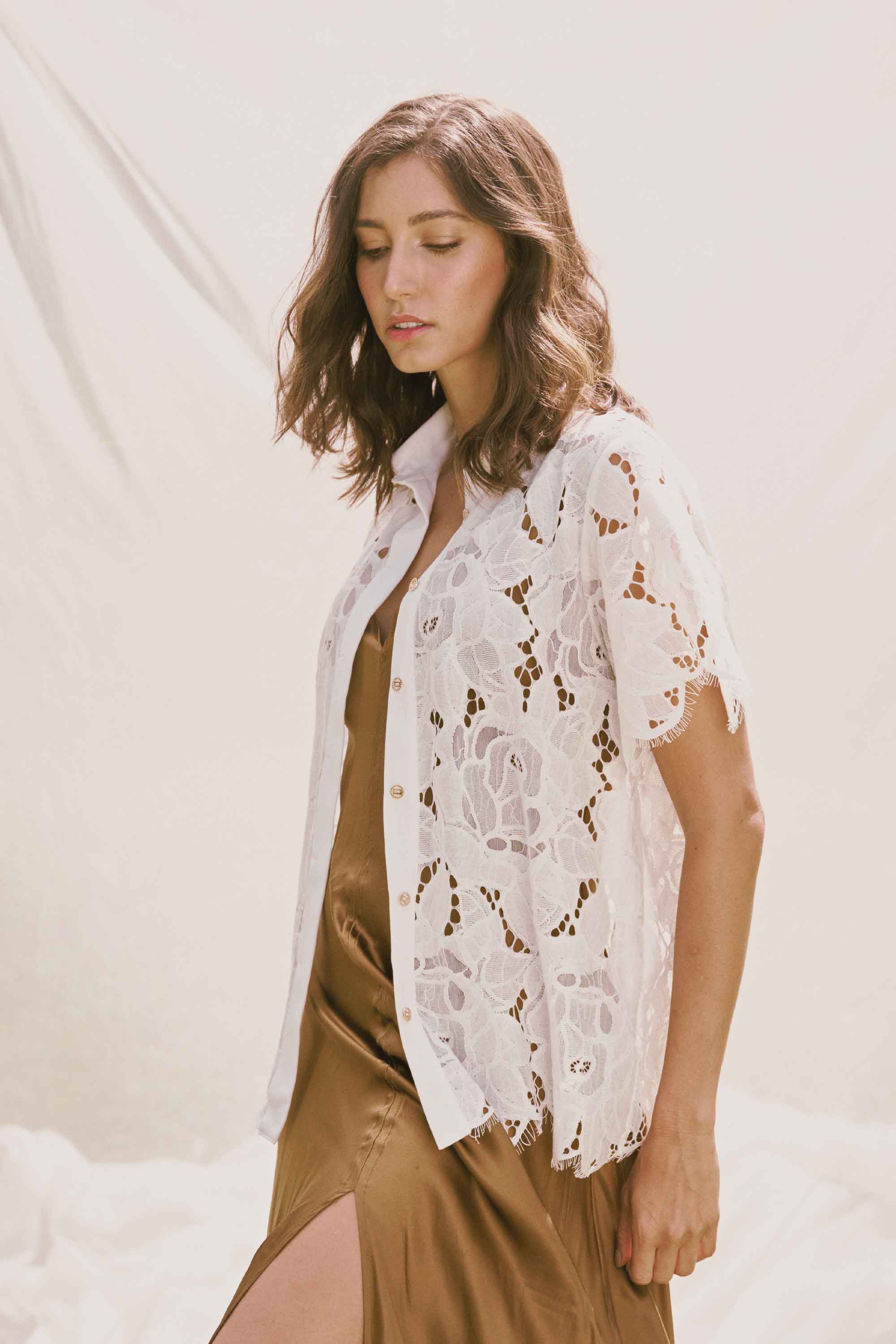 ELLIPSE COTTON LACE LONG PAJAMA SET