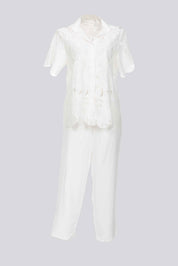 ELLIPSE COTTON LACE LONG PAJAMA SET