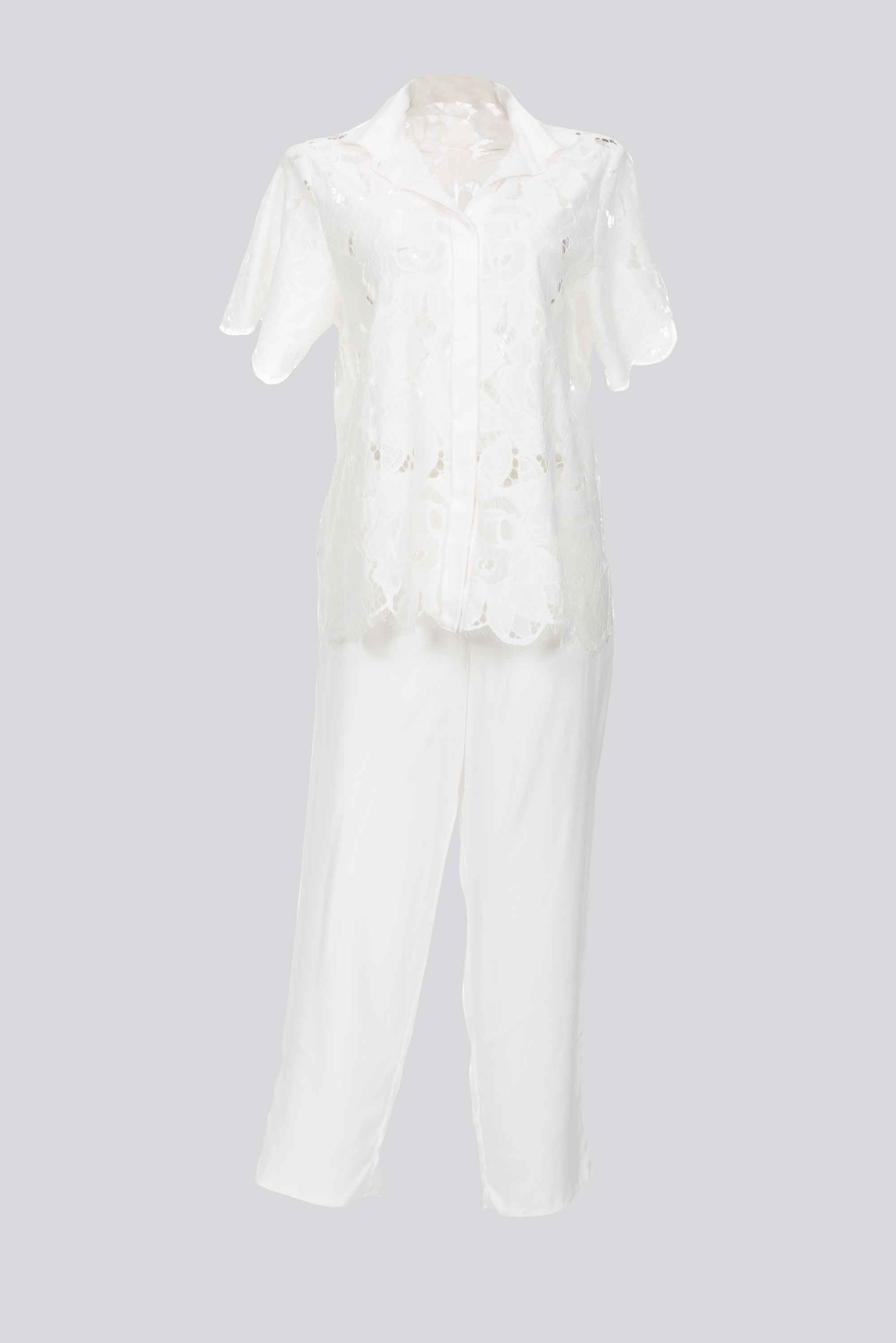 ELLIPSE COTTON LACE LONG PAJAMA SET