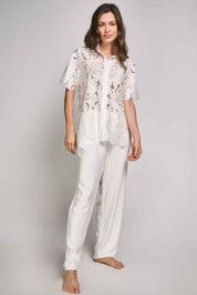 ELLIPSE COTTON LACE LONG PAJAMA SET