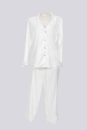 ELLIPSE SATIN LACE LONG PAJAMA SET