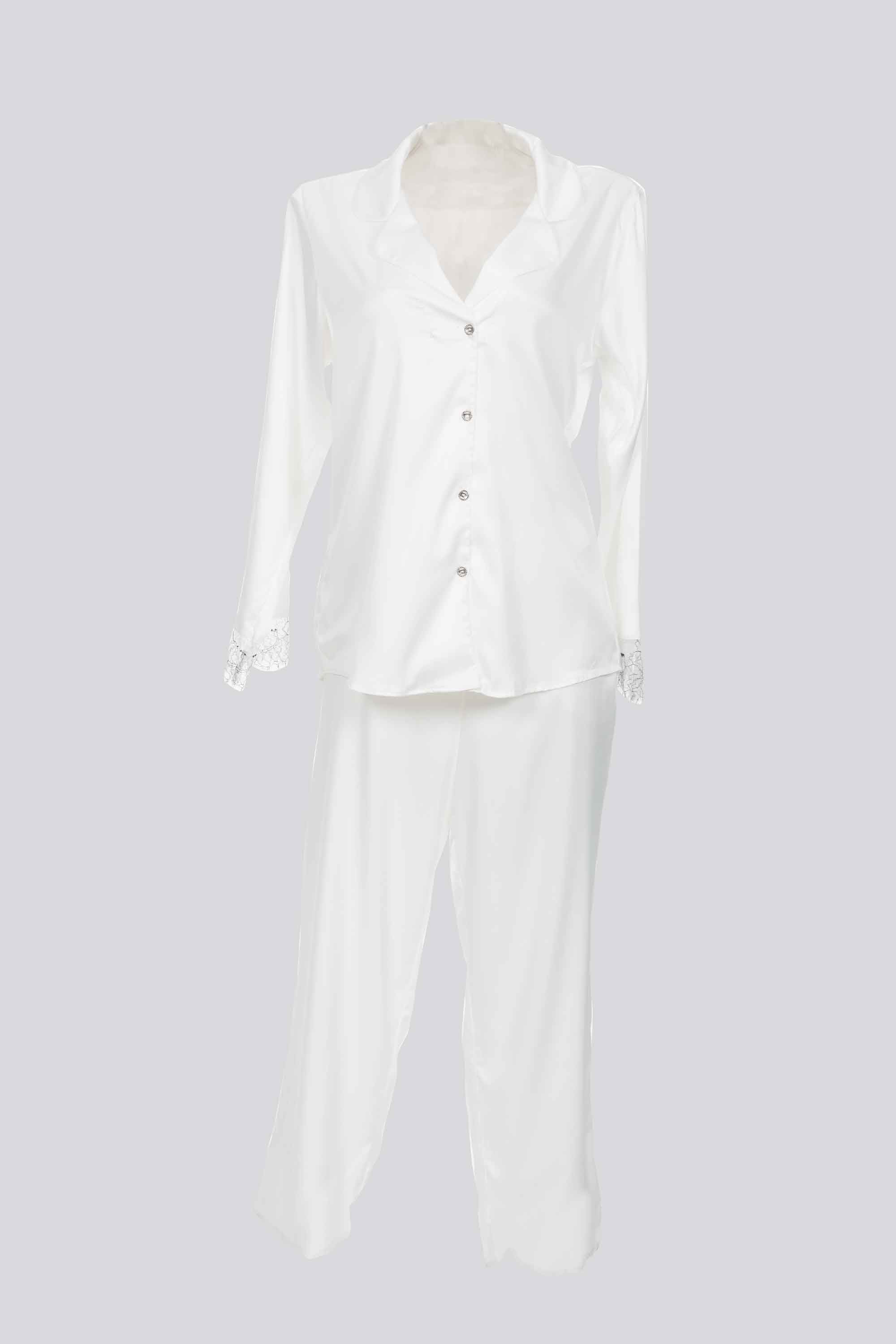 ELLIPSE SATIN LACE LONG PAJAMA SET