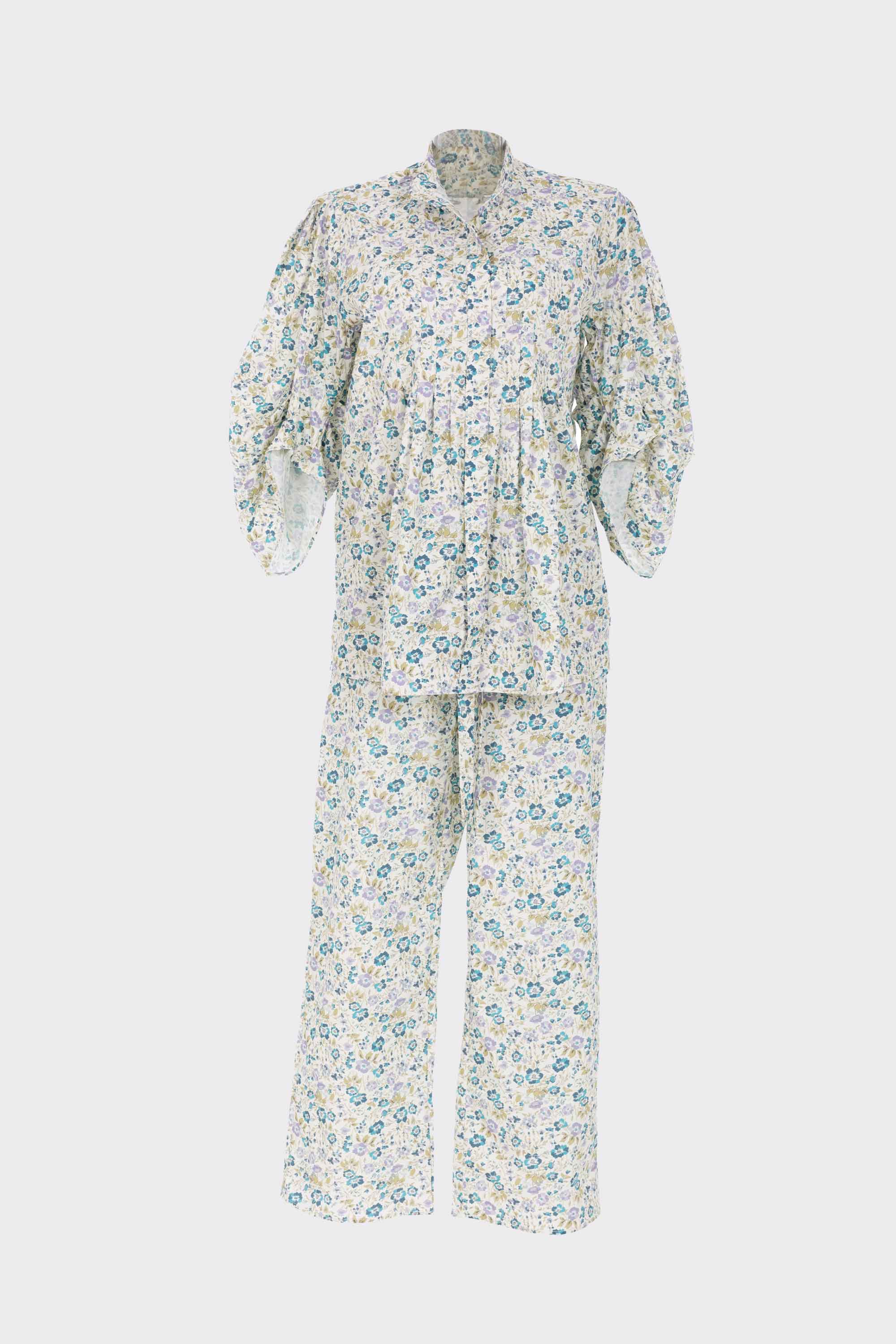 ELLIPSE BY GLORIA SALDARRIAGA COTTON MINIPRINT LONG PAJAMA SET