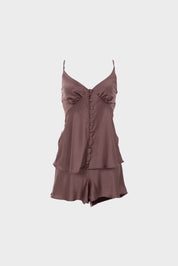 ELLIPSE BY MAKENO SATIN SHORTS PAJAMA SET