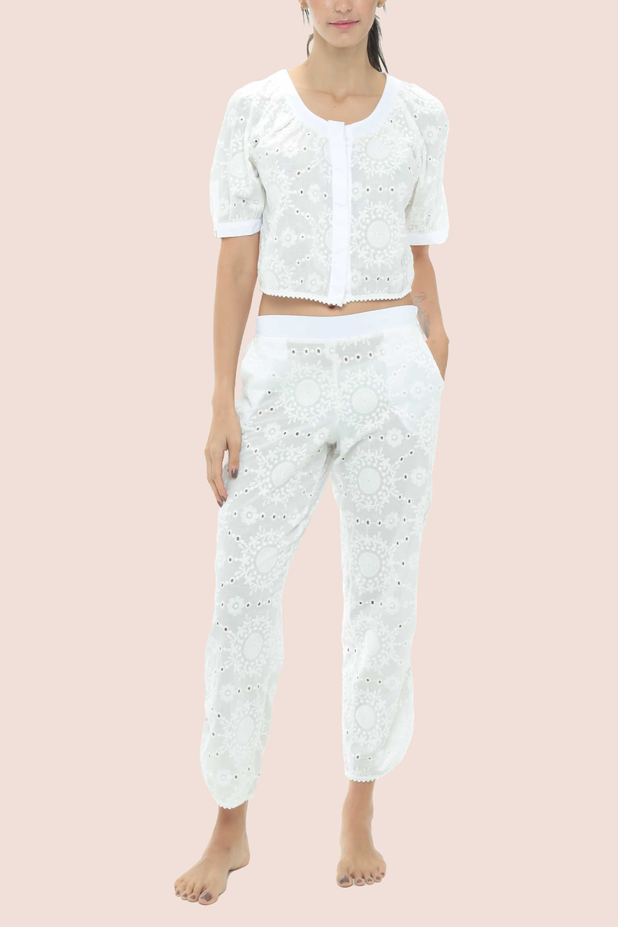 Connecting with Culture Eyelet Pant Pajama Set