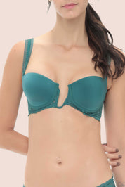 Connecting with Culture Strapless Bustier Bra Dark Green