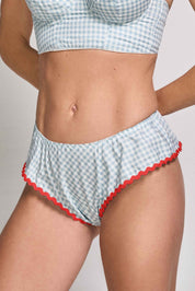ELLIPSE BY GLORIA SALDARRIAGA COTTON GINGHAM TAP PANT