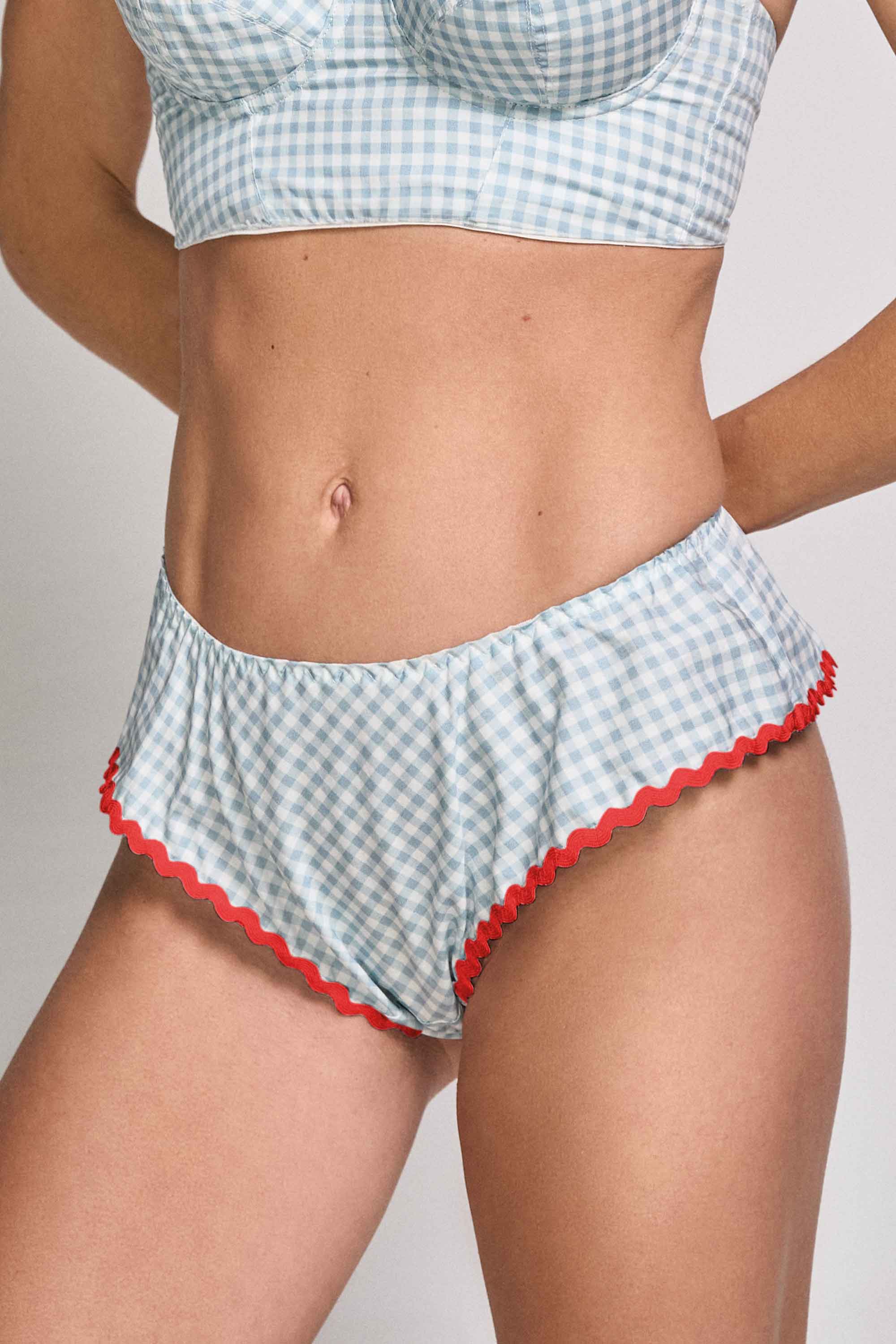 ELLIPSE BY GLORIA SALDARRIAGA COTTON GINGHAM TAP PANT