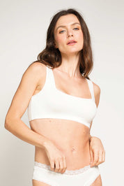 Ellipse Smooth Ivory Micromodal Underwire-Free Top, Ultra Comfortable