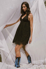 ELLIPSE COTTON LACE MINI DRESS