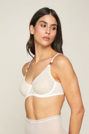 Invisible Wired Tulle Bra Ivory