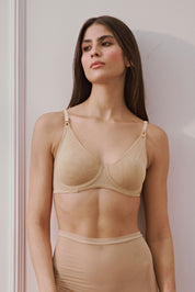 Invisible Wired Tulle Bra Cream