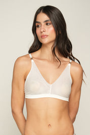 Invisible Wireless Tulle Bra Ivory