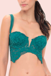 Connecting with Culture Lace Bustier Bra Dark Green