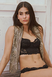 Vintage Wired Bustier Bra Black