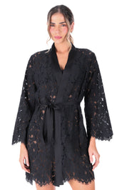 ELLIPSE BLACK LACE KIMONO BLACK