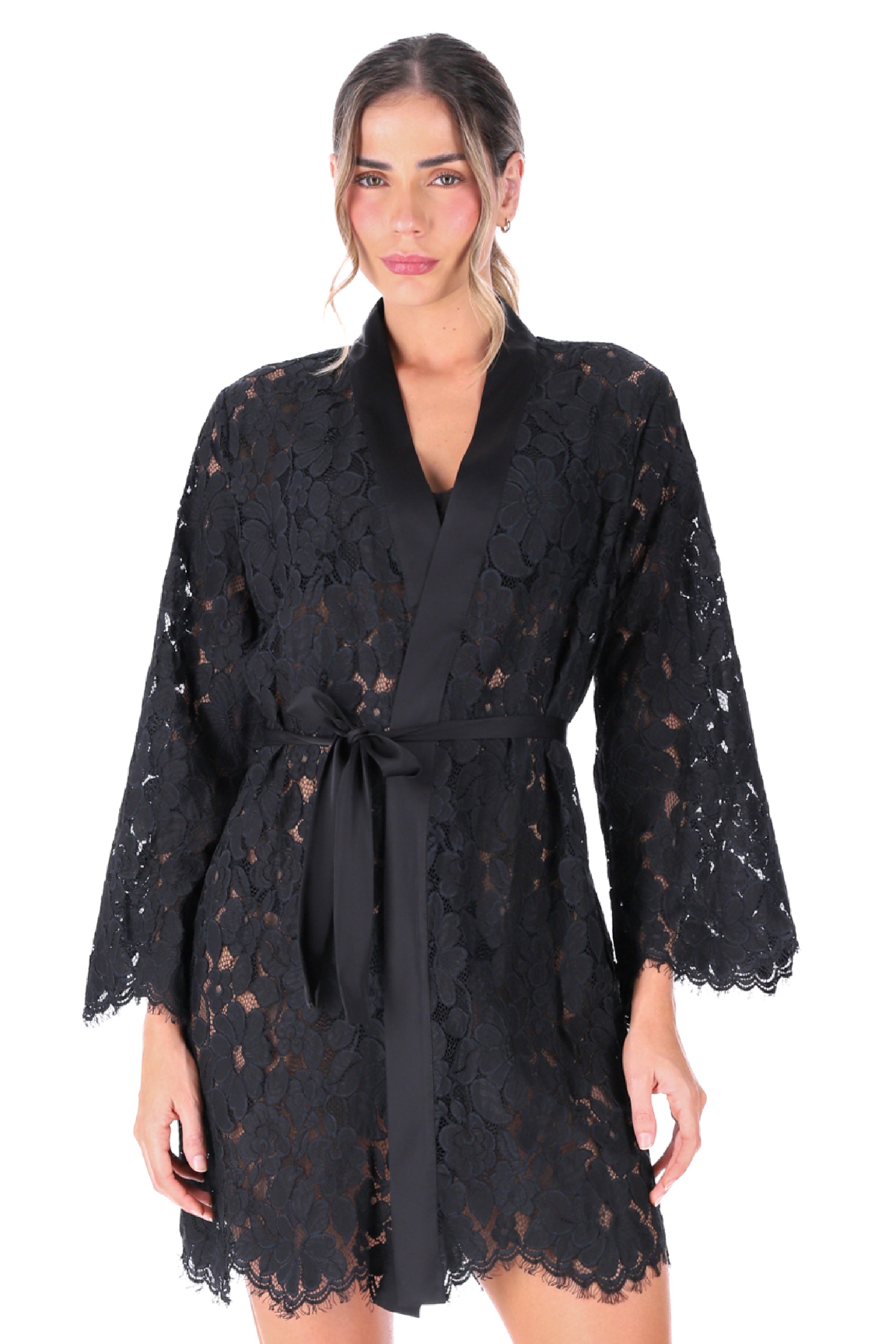 ELLIPSE BLACK LACE KIMONO BLACK