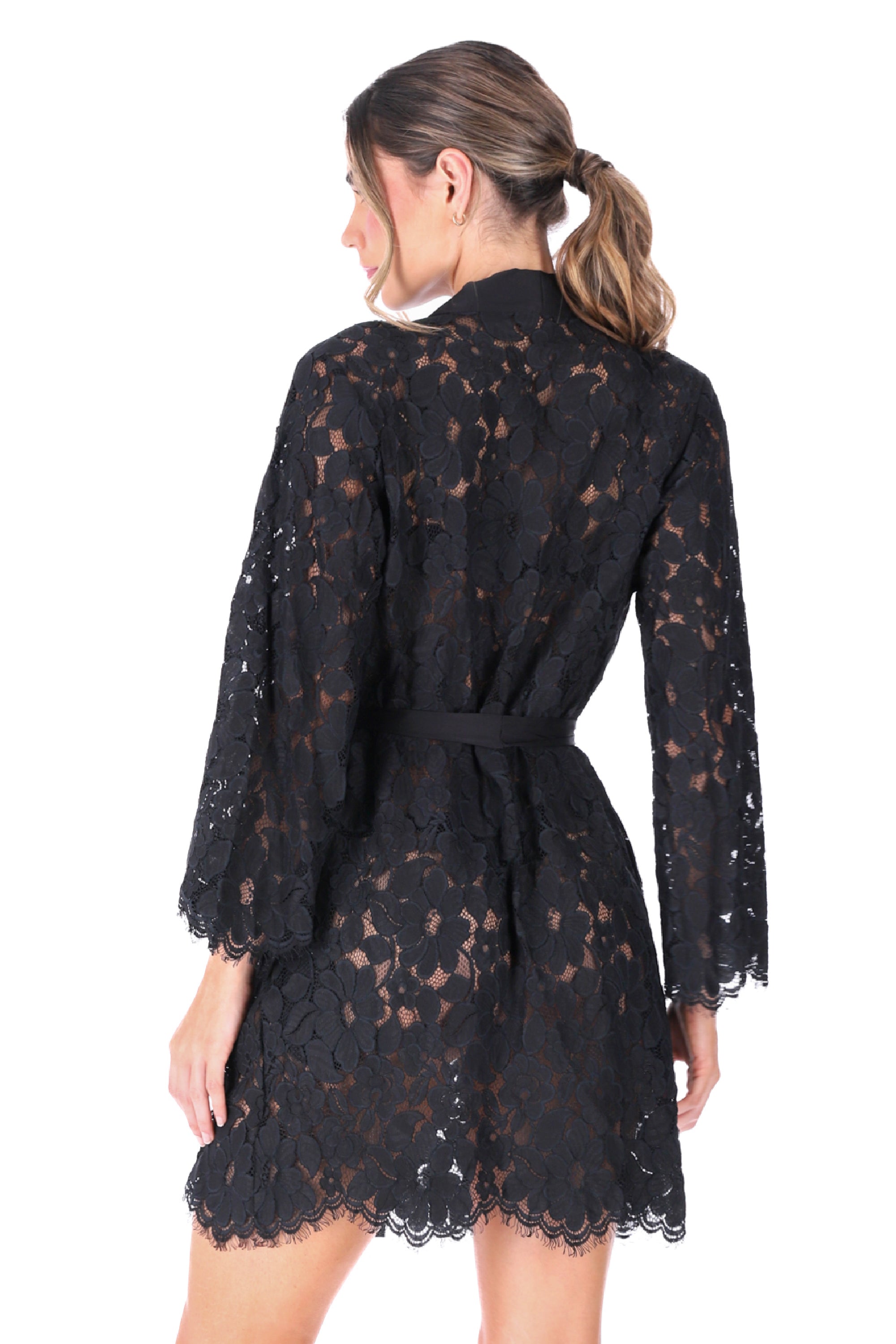 ELLIPSE BLACK LACE KIMONO BLACK