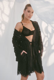 ELLIPSE BLACK LACE KIMONO BLACK