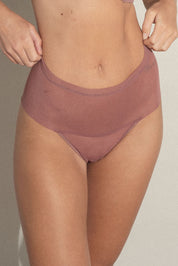 Invisible High-Waisted Tulle Thong Plum