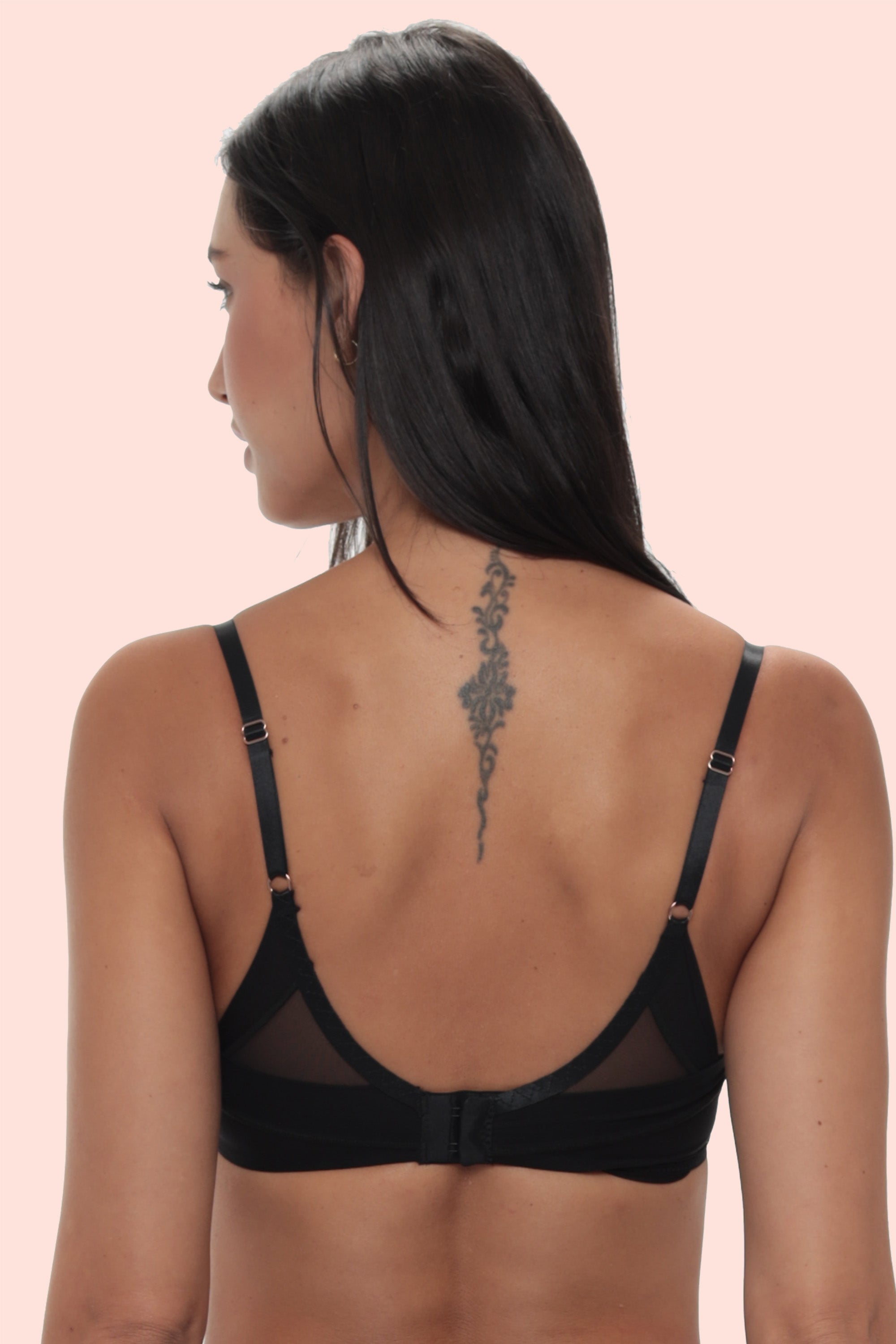 Invisible Lightly Lined Wired Tulle Bra Black